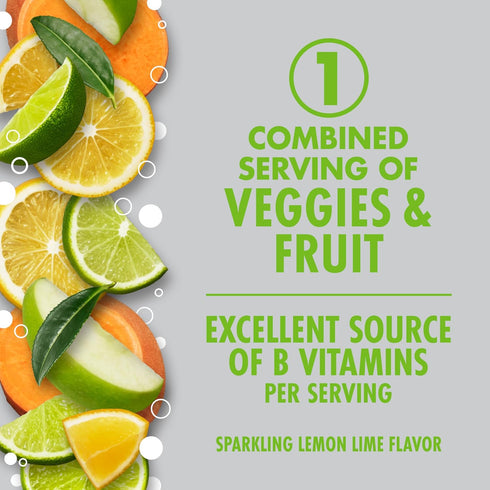 V8 11.5 oz (Pack 16) +Energy Sparkling Lemon Lime Juice Energy Drink, fl Can