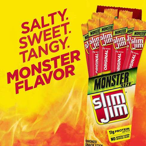 1.94 oz. (18 Count) Slim Jim Monster Smoked Meat Sticks, Original Flavor, High Protein
