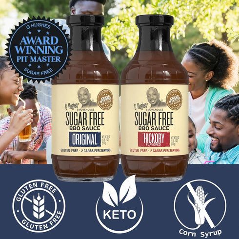 G Hughes Sugar Free BBQ Sauces, Hickory & Original, 18 oz (Pack of 2) - Keto & Gluten Free