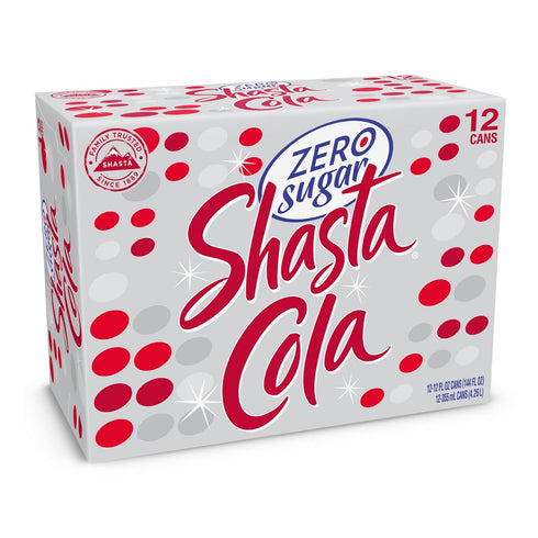 12-Pack 12oz Shasta Zero Sugar Cola | of Cans | Bold Cola Taste | Sugar-Free | Zero Calories | Caffeinated