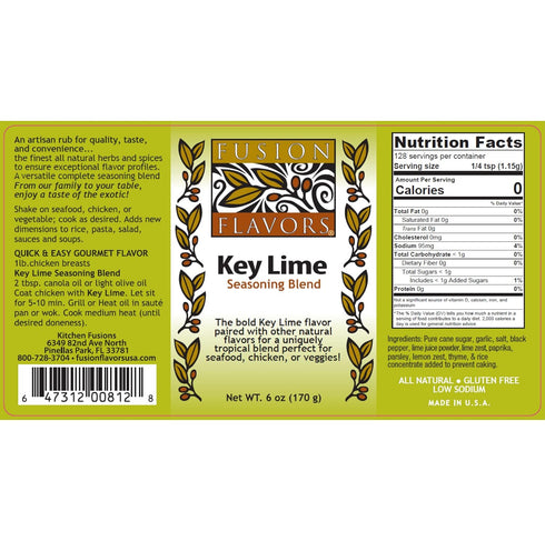 Fusion Flavors Key Lime Spice Rub, 6 oz