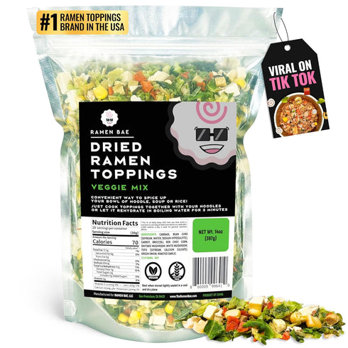 Ramen Bae Veggie Mix Dried Ramen Toppings - Low Fat, Low Sodium,