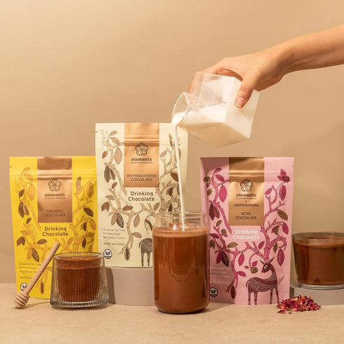 (Pack 1) Elements Truffles Chocolate Drink Mixes Turmeric & Dark chocolate
