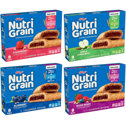 Pack (4 32 Nutri-Grain Soft Baked Breakfast Bars, Kids Snacks, Whole Grain, Variety Boxes, Bars)