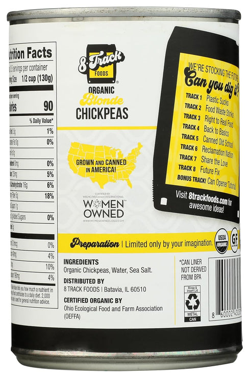8 Track Foods 15 OZ Organic Blonde Chickpeas