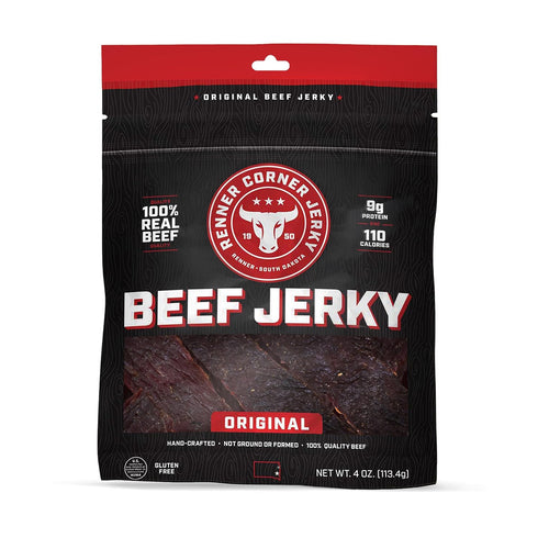 Renner Corner Jerky's Original Beef Jerky (4oz) - 100% Natural, Handcrafted Premium