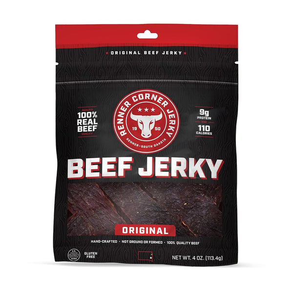 Renner Corner Jerky's Original Beef Jerky (4oz) - 100% Natural, Handcrafted Premium