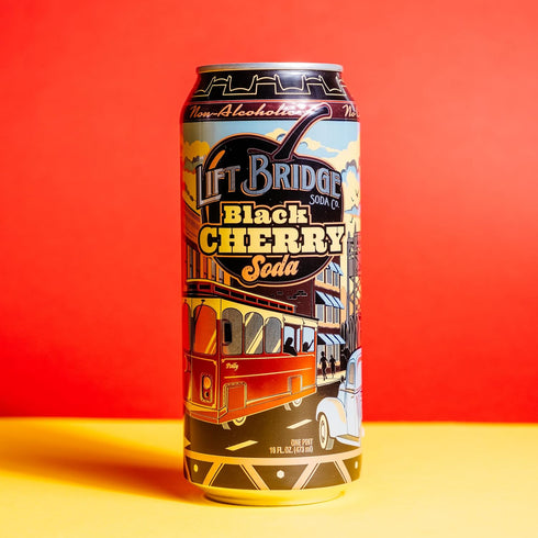 12-Pack, 16 oz Lift Bridge Black Cherry Soda, Real Cane Sugar, Craft Soda, Gluten-free, Caffeine-free, Vegan, Cans
