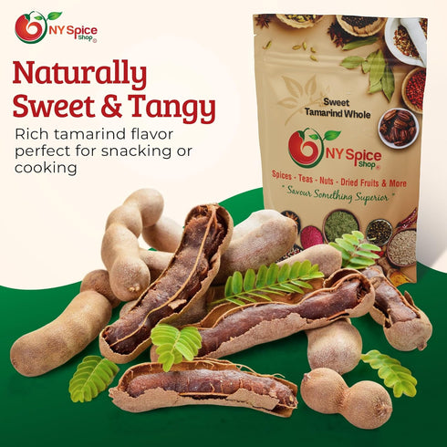 16 NY SPICE SHOP Sweet Tamarind Pods - Thailand Tamarinds Fruit - Fresh Whole Dried Tamarindo - Healthy Snack