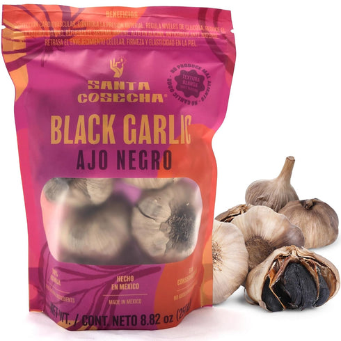 Santa Cosecha Aged Black Garlic Bulbs -100% Real and Whole Premium Quality Aged Black