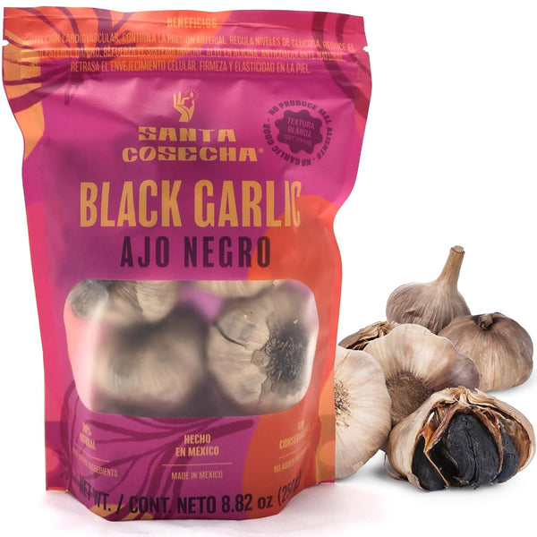 Santa Cosecha Aged Black Garlic Bulbs -100% Real and Whole Premium Quality Aged Black