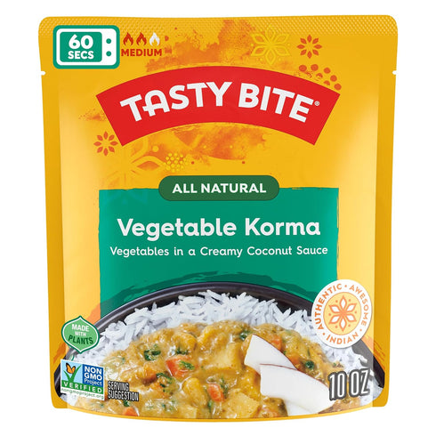 10 Pack 6, Tasty Bite Vegetable Korma, Ounce, of Ready to Eat, Microwavable Entre with Sweet & Savory Coconut Sauce