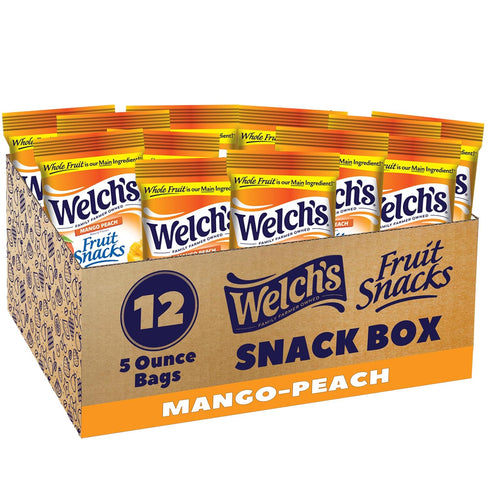 Welch's Fruit Snacks, Mango Peach Snack Box, Gluten Free, 5oz Snack Packs