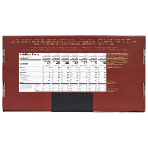Set, 4 2 1 Set 7 Thoughtfully Gourmet, Coffee Bar Gift Includes Delicious Syrups, Flavored Sugars and Cocoa Powder