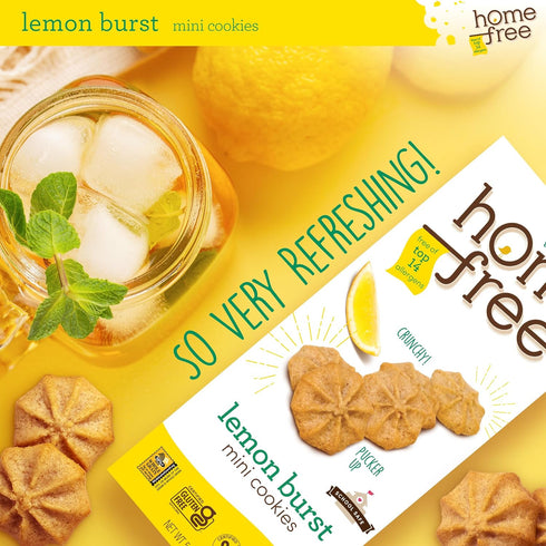 5 Oz (Pack 1), Homefree Mini Lemon Burst Cookies, Gluten Free, Nut Free, Vegan, School Safe and Allergy Friendly
