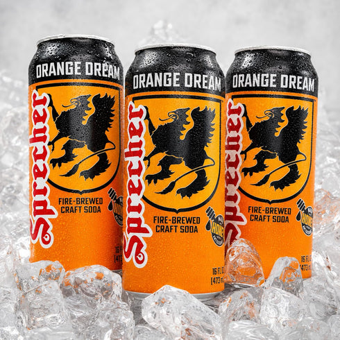 Sprecher 16 oz (12 Pack), Orange Dream fl Cans Fire-Brewed Craft Soda with Real Honey, Gourmet Orange Soda