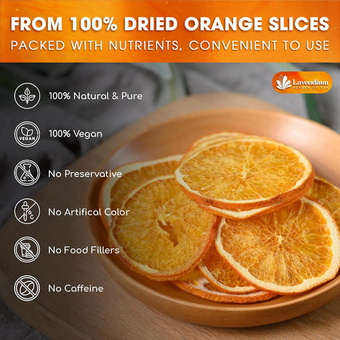 6oz Lavendium, Premium Dried Orange Slices Natural Dehydrated Citrus Wheels for Tea, Cocktails, Baking, Holiday