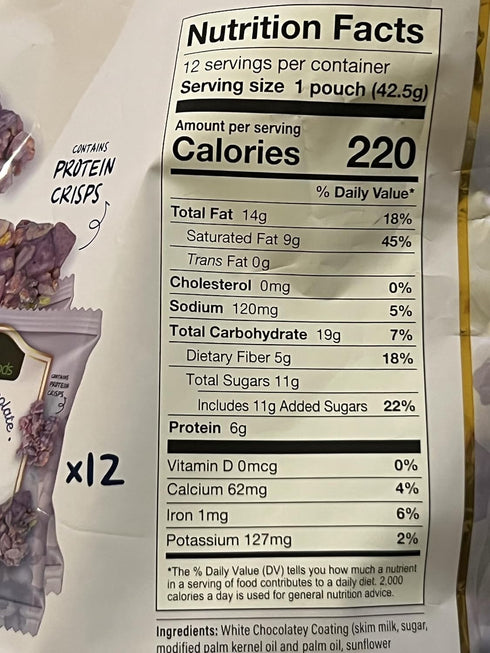Generic 12 18oz White Chocolate Blueberry Clusters with Protein Crisps pouches NET WT