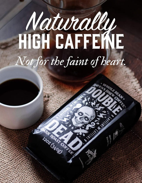 2lb Raven's Brew Coffee High Caffeine Coffee Dark Roast Whole Bean Double Dead