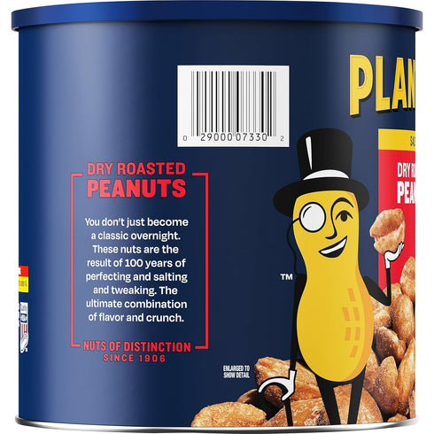 52 oz (Pack 2) Planters Dry Roasted Peanuts, Canister