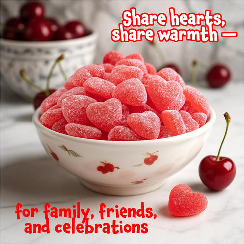 2 Pack Cherry Hearts - Pound - Chewy Candy - Classic Pink Jelly Candy for Buffets, Party Favors, Dessert Decorating