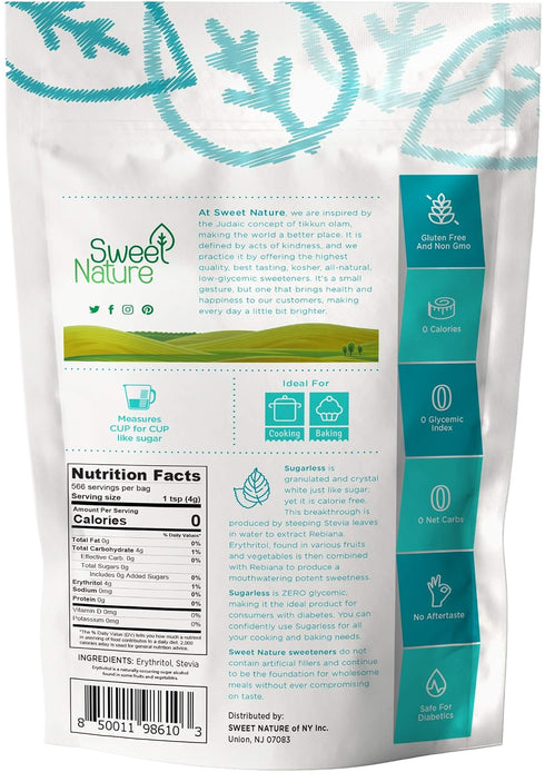 80 5 LB (pack 1) Sweet Nature Sugarless Erythritol and Stevia Blend Sweetener Ounce ( ) White