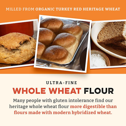 (80 (Pack 2)) Sunrise Flour Mill Heritage Organic Bread Flour Blend & Whole Wheat Flour Ounce of - Non-GMO, Kosher