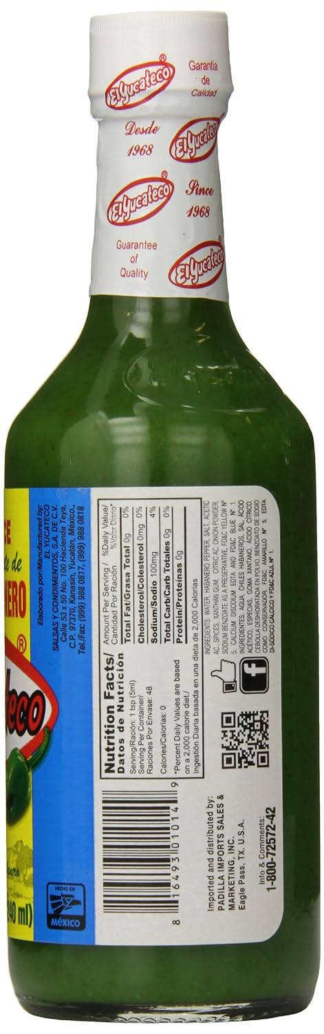 8 oz El Yucateco Green Habanero Hot Sauce
