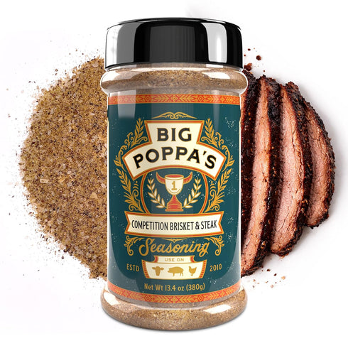 (13.4 Oz) Big Poppas Competition Brisket & Steak Rub Beef Seasoning for Brisket & Burgers Bold Savory Flavor
