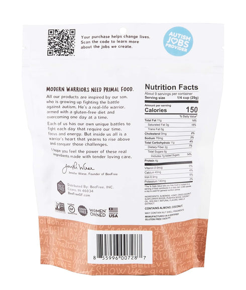 9 BeeFree Warrior Mix Gluten Free Granola - Chunky Granola Bites | Paleo, Low Carb, Grain Free, Preservative Free, Oat