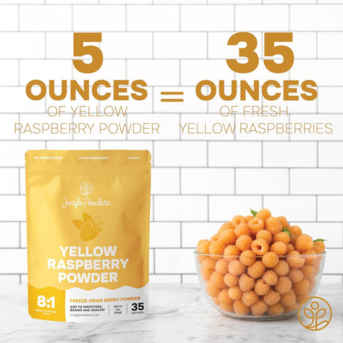 5 3rd Yellow Raspberry Powder Ounce Bag - Party Lab Tested Himalayan Golden Freeze Dried Raspberries Fruit Dehydrated