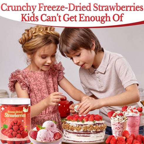 5.64oz Freeze Dried Whole Strawberries - Naturally Crispy Dehydrated Strawberry Fruit Snacks in Resealable Jar
