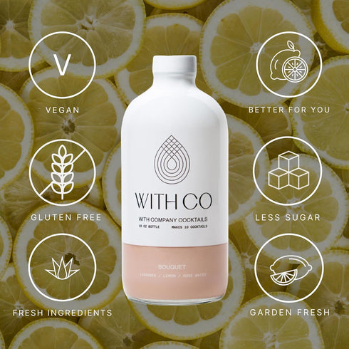Gimlet 10 WithCo Bouquet Craft Cocktail Mixer with Lemon, Lavender, and Rosewater Makes Drinks Just Add Gin, Vodka