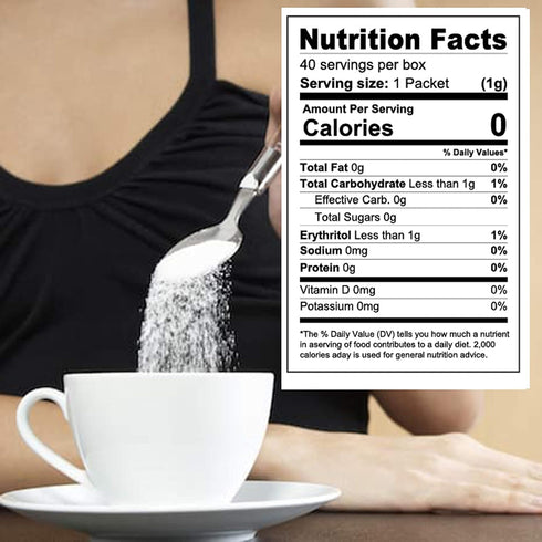 Sweet Nature Stevia Erythritol Sweetener Powder, Keto Sugar Substitute for Diabetics, Vegan, Low Carb, 100 Packets