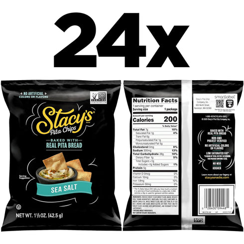 1.5 Oz (Pack 24) Stacys Pita Chips, Sea Salt, No Artificial Colors or Flavors