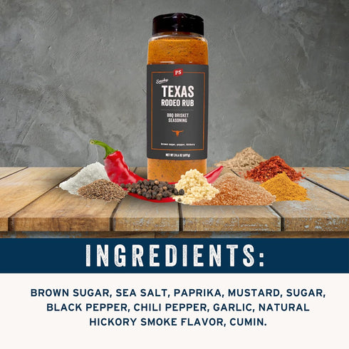 24.6oz PS Seasoning Texas-Style Brisket Rodeo Rub- Dry BBQ Rubs and Spices for Grilling, Smoking, Roasting- Smoky Texas