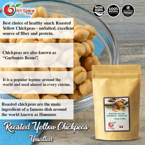 1 NY Spice Shop Chickpeas Roasted and Unsalted - Pound Dried Crispy Crunchy Chickpeas No Salt - Bulk Healthy Snacks