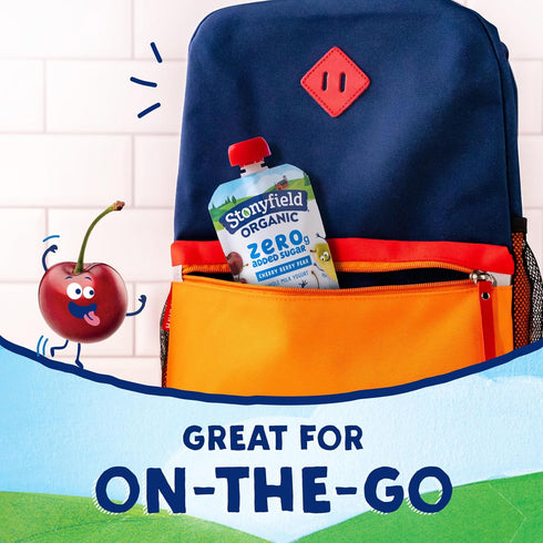 Stonyfield Organic 3.5 oz., 4Ct Kids Zero G Added Sugar Whole Milk Yogurt Pouches, Cherry Berry Pear
