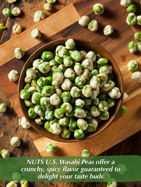 Packed (2 LBS) NUTS U.S. - Wasabi Coated Green Peas | Vegan | Premium Quality | Crunchy & Spicy Roasted Flavor | in a