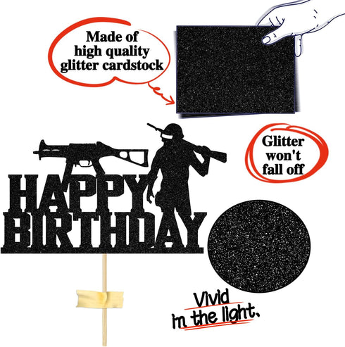 Video Game Happy Birthday Cake Topper, Funny Level Up Cake Decor for Game Controller Party Supplies