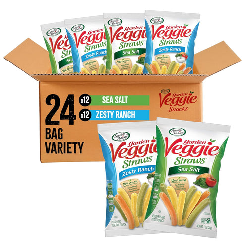 Sensible Portions Garden Veggie Snacks - Veggie Straws, Snack Size Variety Pack,