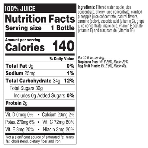 100% 10 Oz (Pack 24) Tropicana Fruit Medley Juice,Single Serve, Fl Bottles of - Real Fruit Juice, Vitamin C, B & E