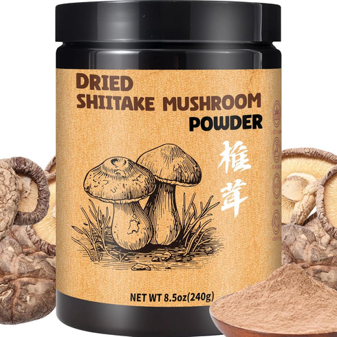 Egcina 8.5oz Dried Shiitake Mushroom Powder - 100% Pure Natural Shiitake Mushroom Seasoning