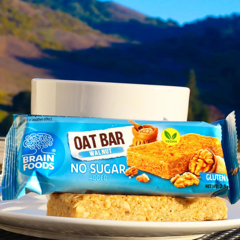 2.5oz, (12 BRAIN FOODS Oat Bars - Gluten Free, Vegan, No Sugar Added, No Palm Oil, Bars) (Walnut)