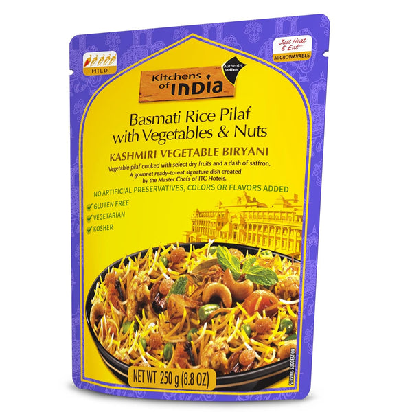 Kitchens of India Kashmiri Vegetable Biryani, Basmati Rice Pilaf with Vegetables &