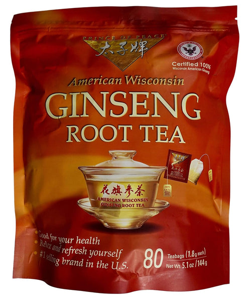 Prince of Peace 100% American Wisconsin Ginseng Root Tea, 80 Tea Bags