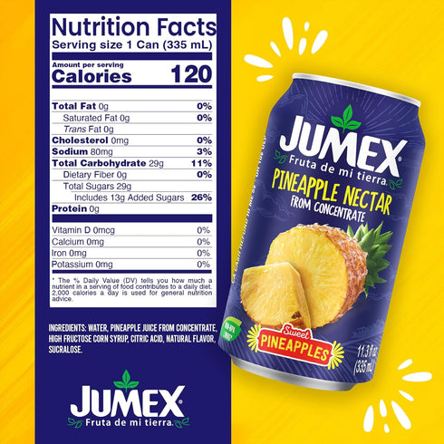 11.3oz, 24 Pack Jumex Pineapple Juice Nectar - Made with Fresh Fruit Puree from Concentrate for Tropical Fruit Smoothie