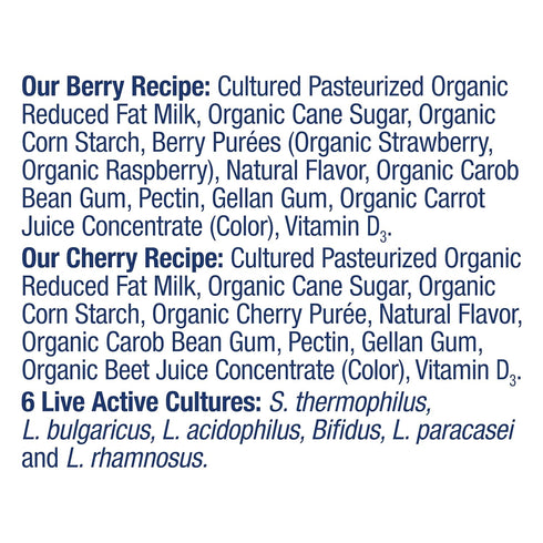 Stonyfield Organic Pack, 2 oz., 8 #1 Kids Cherry & Berry Lowfat Yogurt Tubes Variety Ct - Organic Kids Yogurt, No