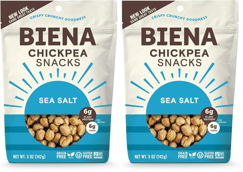 BIENA Chickpea Snacks, Sea Salt | Gluten Free | Vegan | Dairy