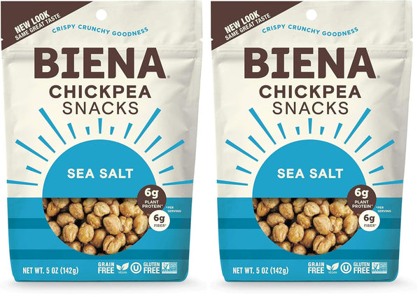 BIENA Chickpea Snacks, Sea Salt | Gluten Free | Vegan | Dairy